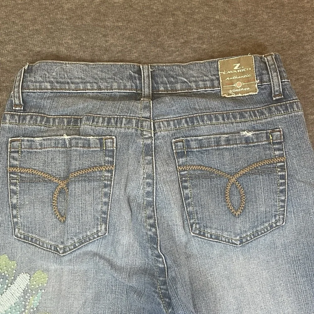 Z. Cavaricci Vintage Y2K Floral Beaded‎ Jeans Straight Boho Hippie 90's